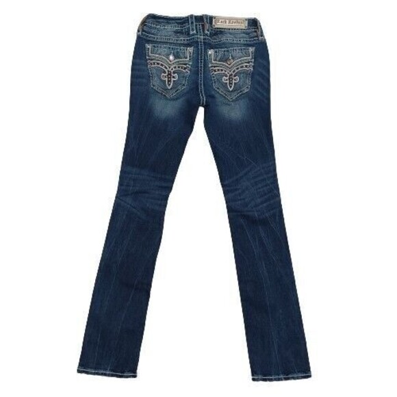 Rock Revival Priya Women’s Size 27 Straight Leg Distressed Rhinestones Jeans - Picture 3 of 12